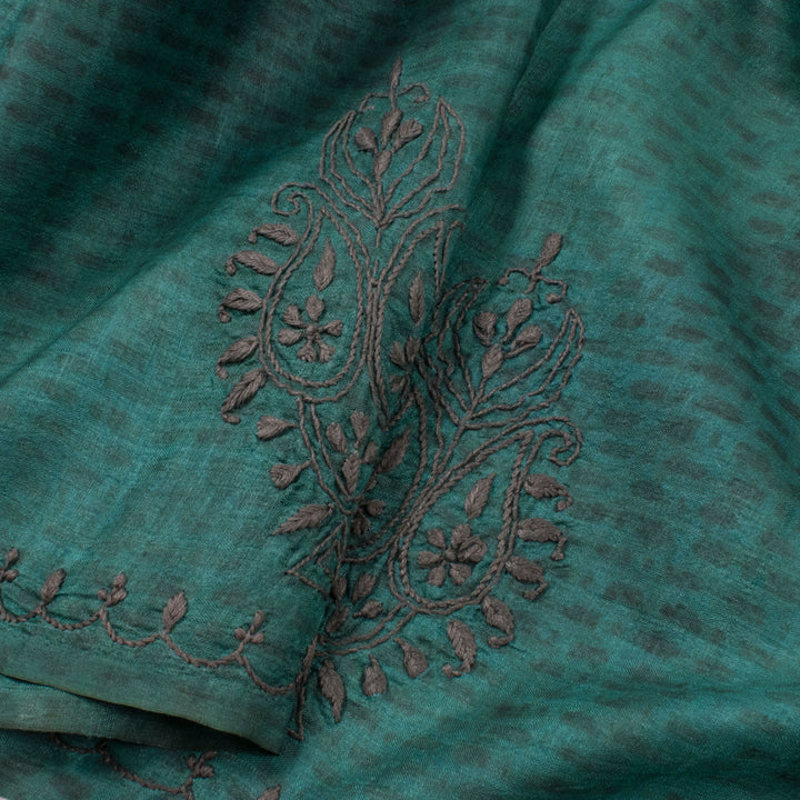 Chikankari Embroidered Tussar Silk Blouse Material 10054524
