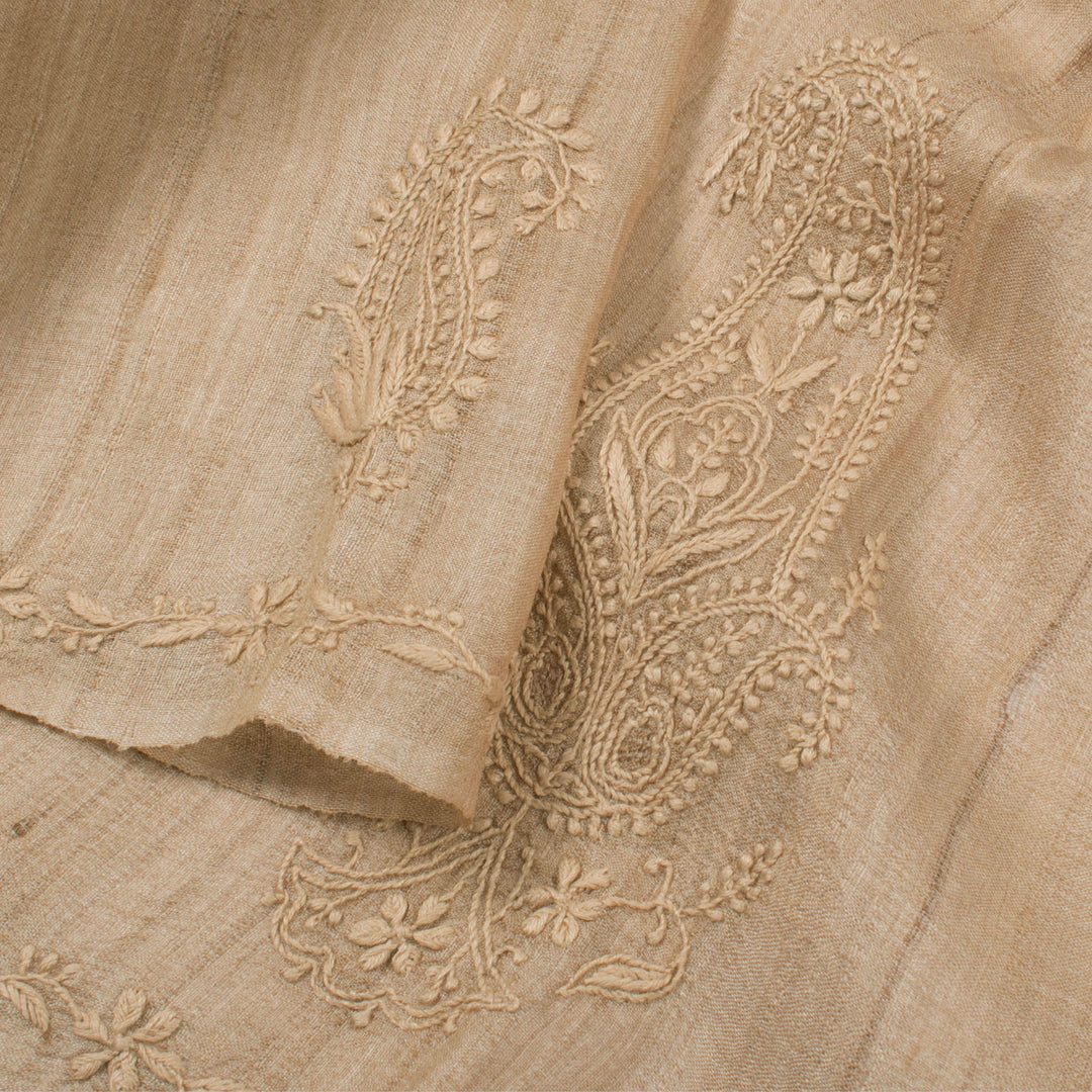 Chikankari Embroidered Tussar Silk Blouse Material 10054525