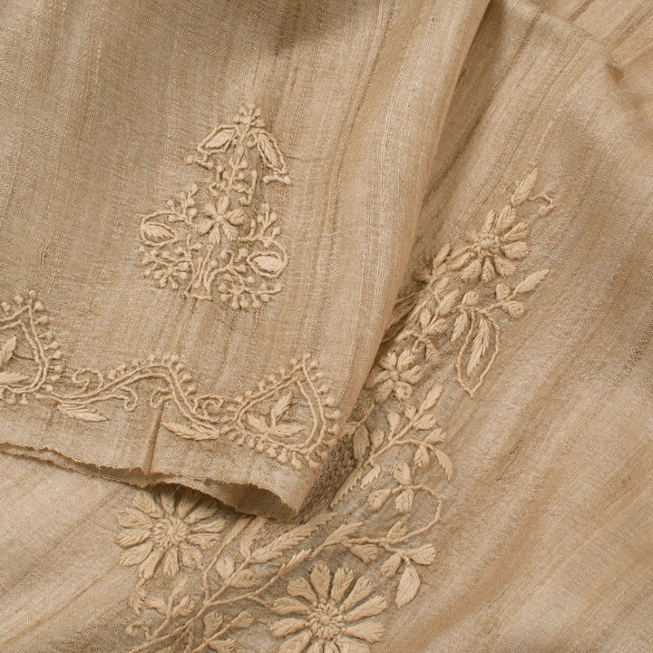 Chikankari Embroidered Tussar Silk Blouse Material 10054528