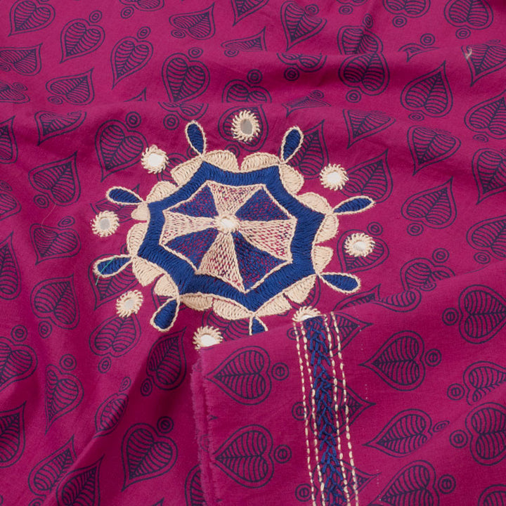 Mirror Work Embroidered Cotton Blouse Material 10052835