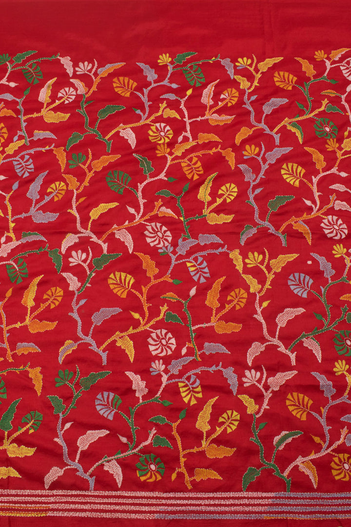 Handloom Kantha Embroidered Silk Saree 10058460