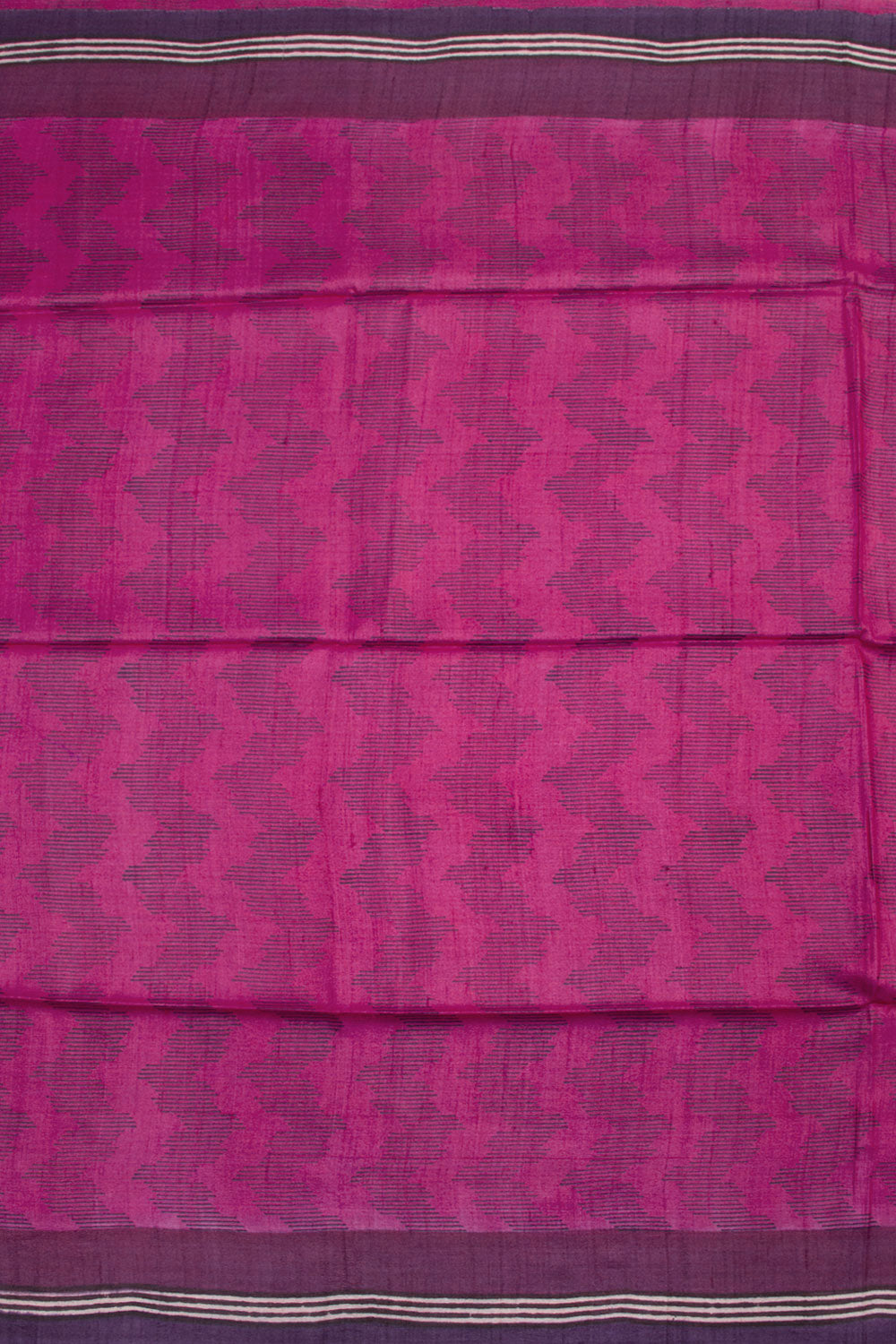 Magenta Hand Block Printed Tussar Silk Saree 10061846