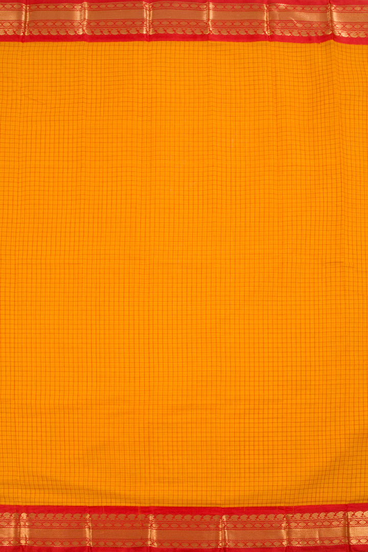 Orange Handwoven Gadwal Kuttu Cotton Saree 10061422