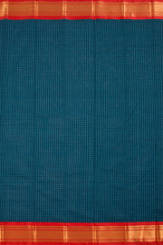 Ocean Blue Handwoven Gadwal Kuttu Cotton Saree 10061432