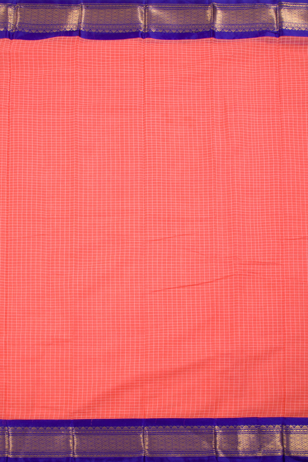 Coral Pink Handwoven Gadwal Kuttu Cotton Saree 10061441