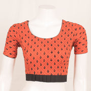 Orange Kantha Embroidered Cotton Blouse 10059236