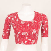 Red Kantha Embroidered Cotton Blouse 10059243
