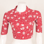 Red Kantha Embroidered Cotton Blouse 10059246