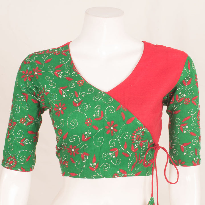 Angrakha Style Kantha Embroidered Cotton Blouse 10059248