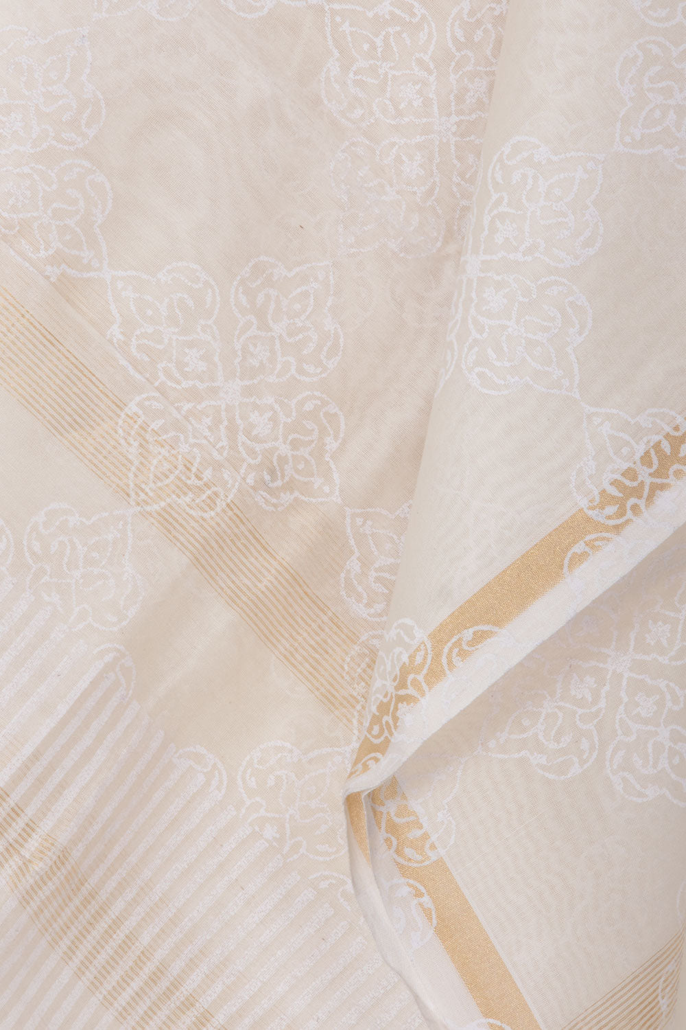 Off White Handwoven Chanderi Silk Cotton Dupatta 10061081
