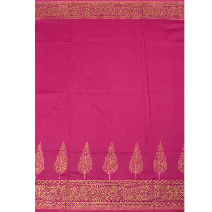 Hand Block Printed Chanderi Silk Cotton Saree 10054377