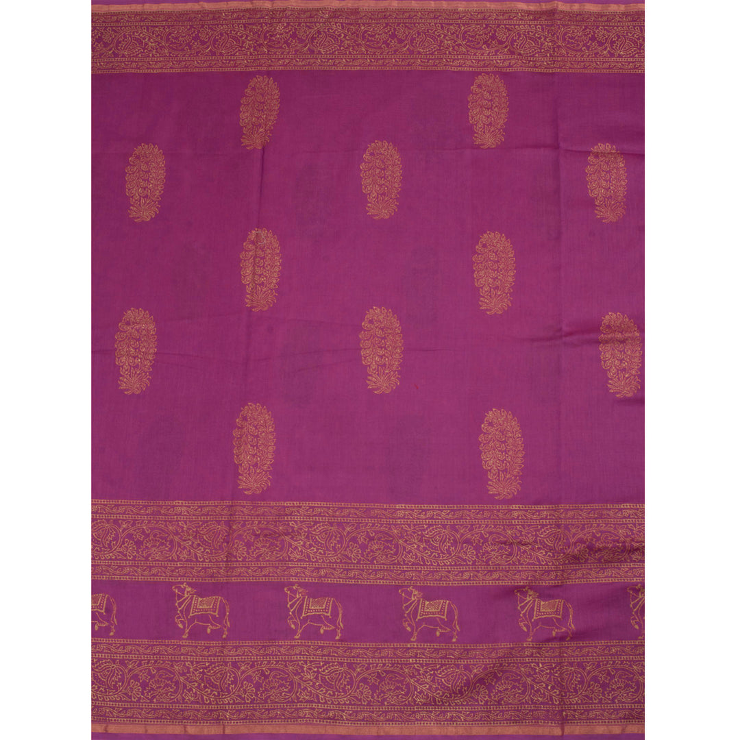 Hand Block Printed Chanderi Silk Cotton Saree 10056974