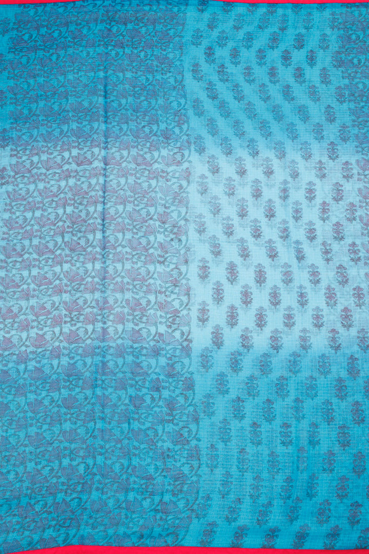 Ombre Dyed & Hand Block Printed Kota Doria Cotton Saree 10059914