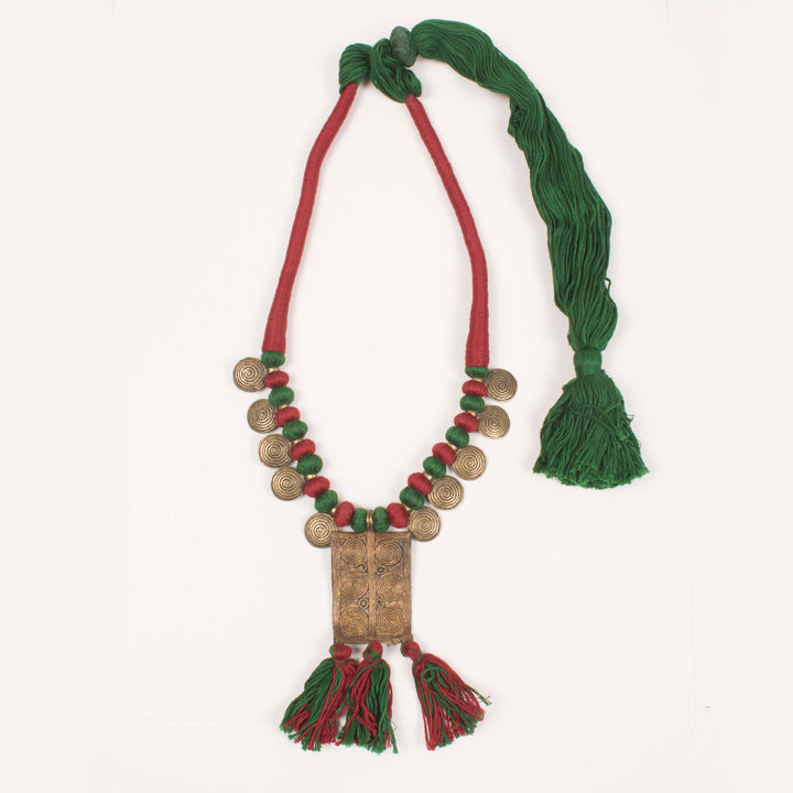 Handcrafted Dokra Necklace With Brass Pendant 10054941