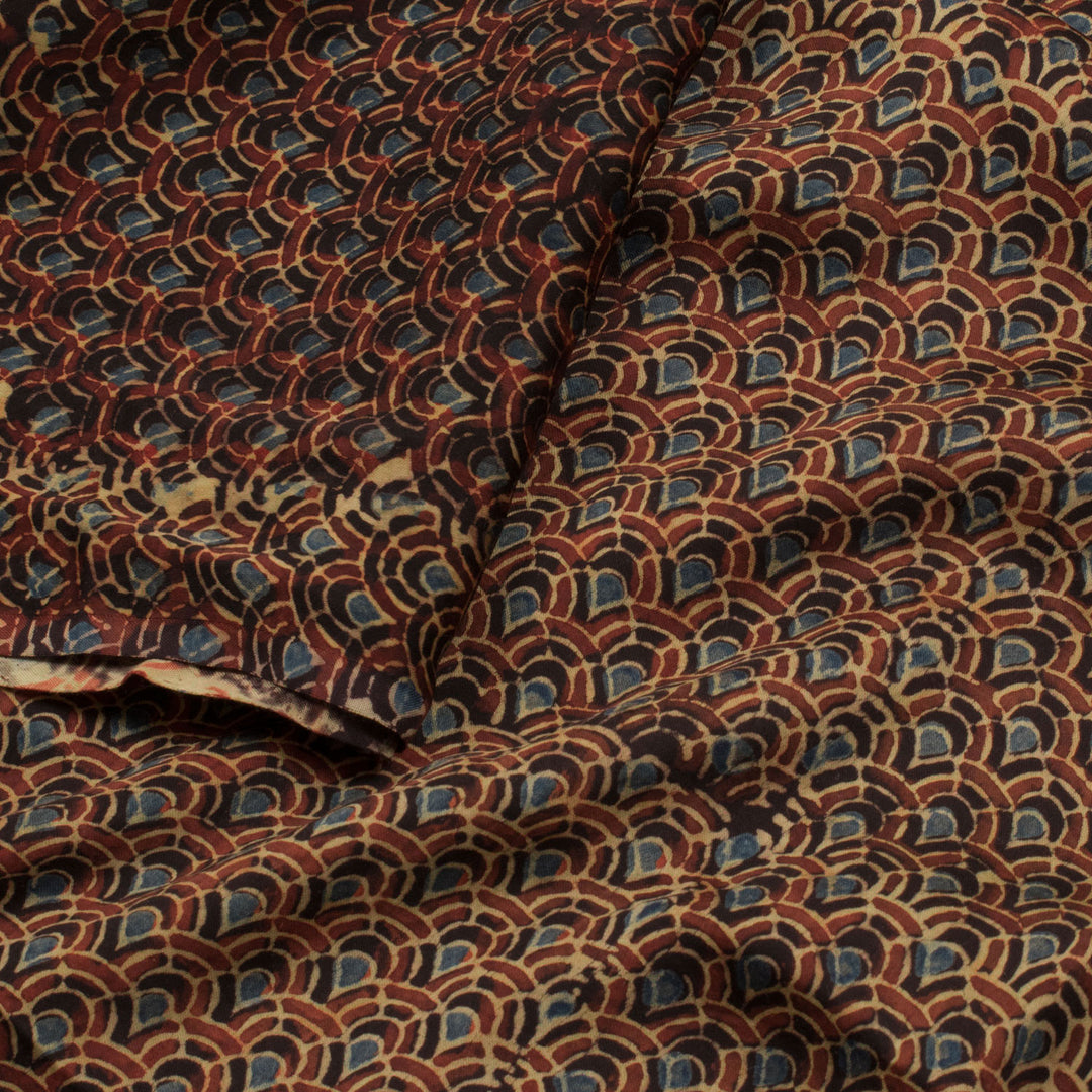 Ajrakh Printed Satin Silk 2 pc Salwar Suit Material 10054217