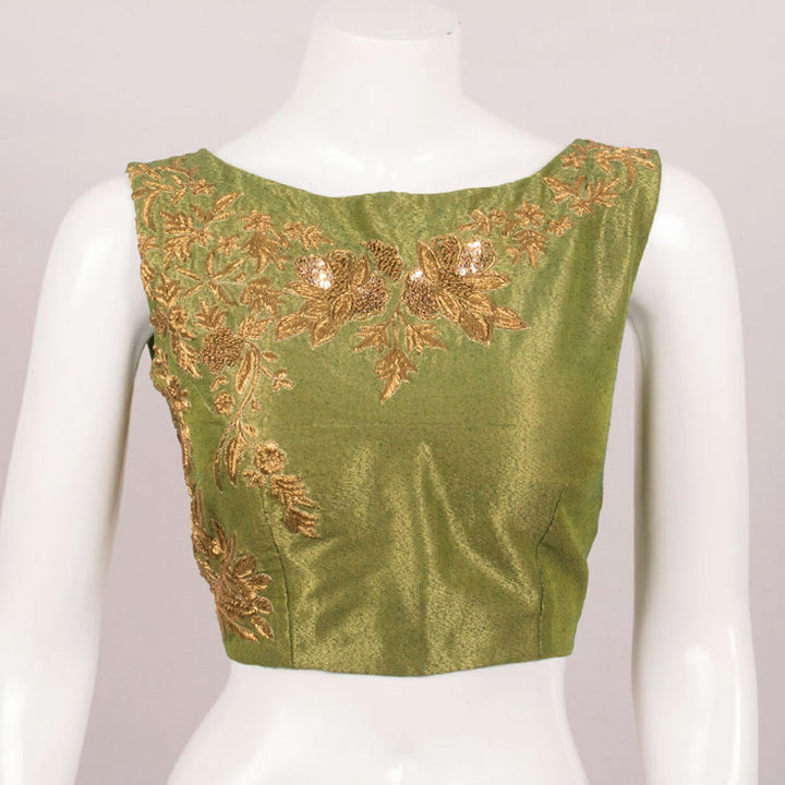 Handcrafted Zardosi Embroidered Silk Blouse 10051129