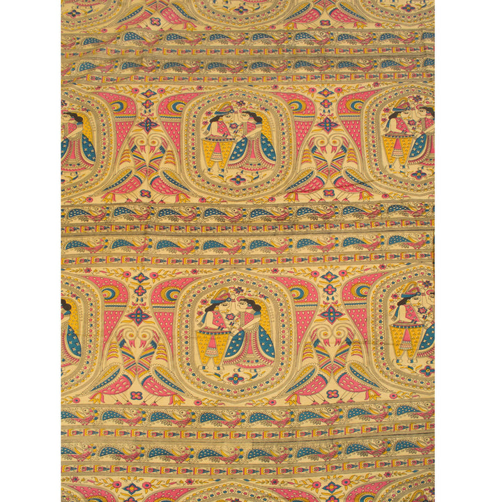 Madhubani Printed Bhagalpur Silk Salwar Suit Material 10056876