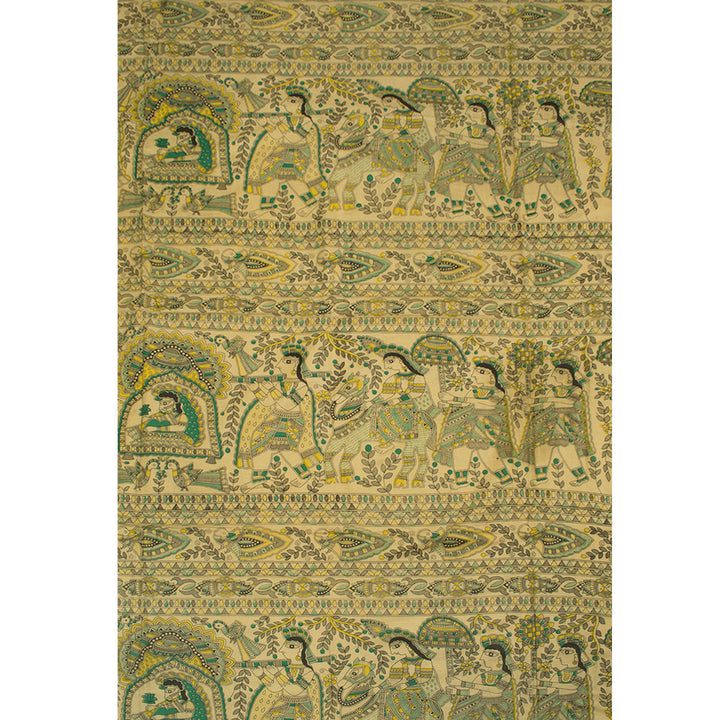 Madhubani Printed Bhagalpur Silk Salwar Suit Material 10056891