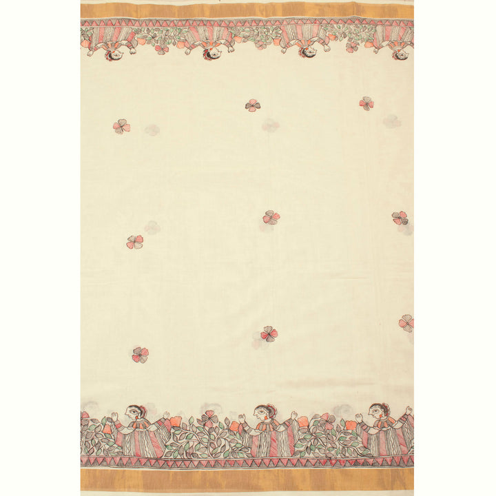 Madhubani Hand Painted  Cotton Saree 10055148