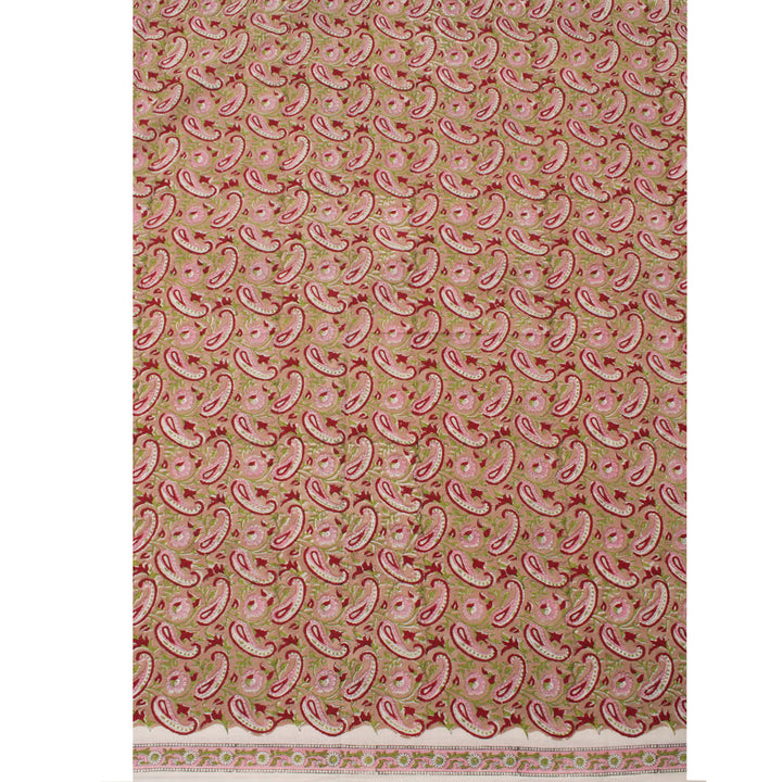Sanganeri Hand Block Printed Cotton Salwar Suit Material 10056588