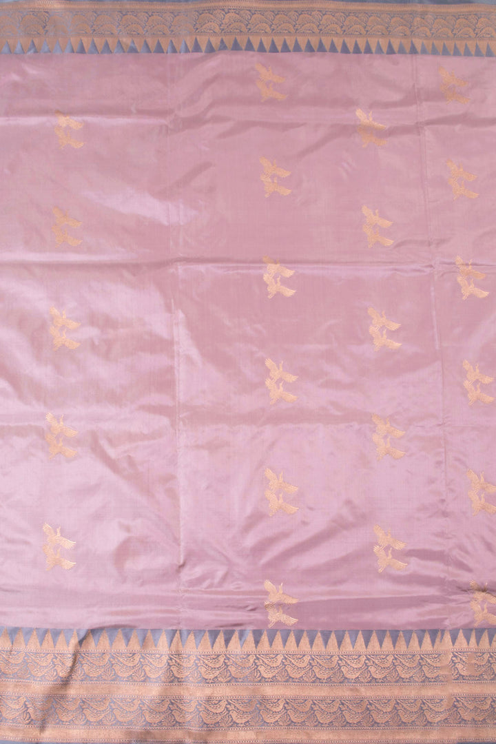 Old Rose Pink Handloom Banarasi Katan Silk Saree 10059843