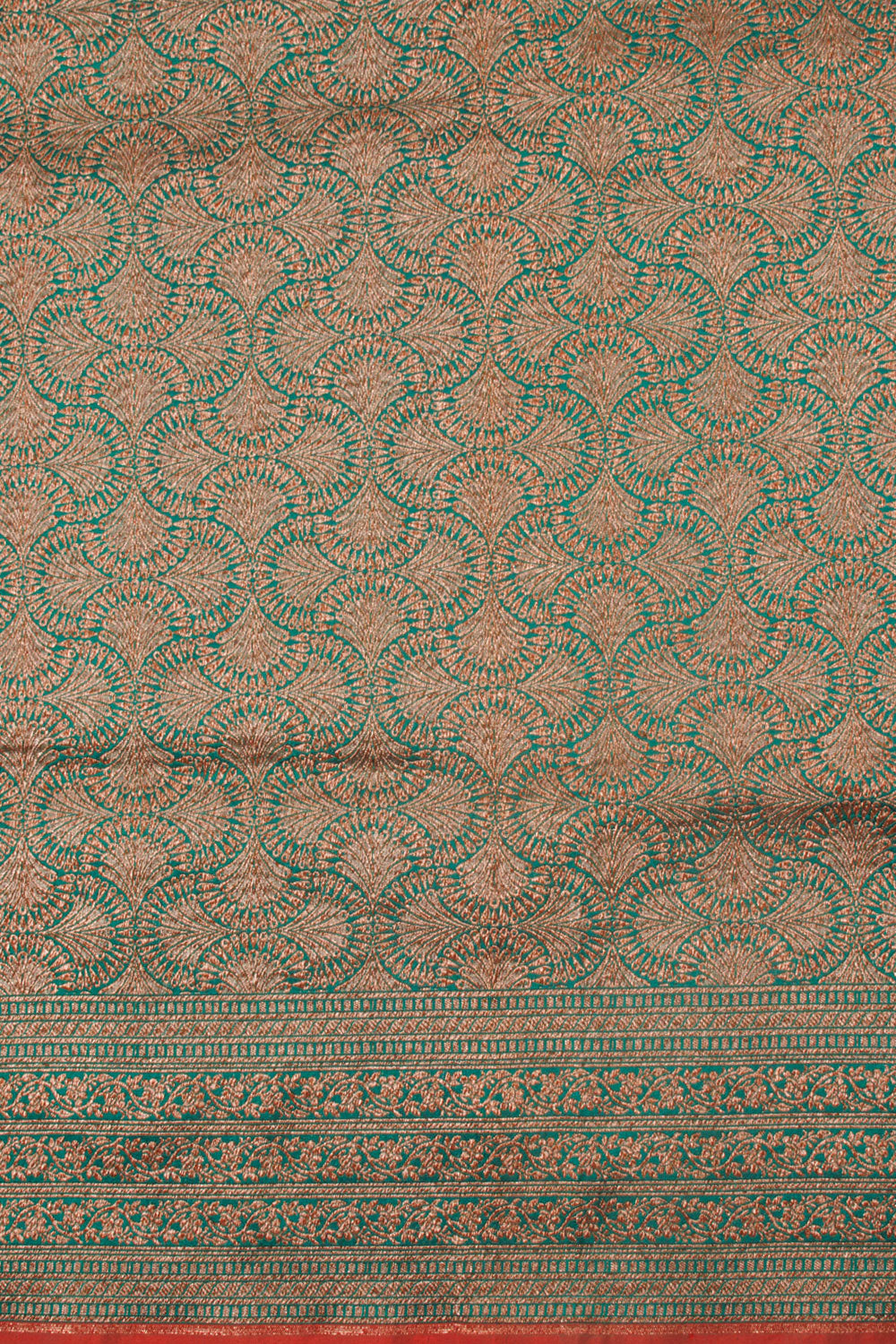 Dark Green Handloom Brocade Banarasi Silk Saree 10059856