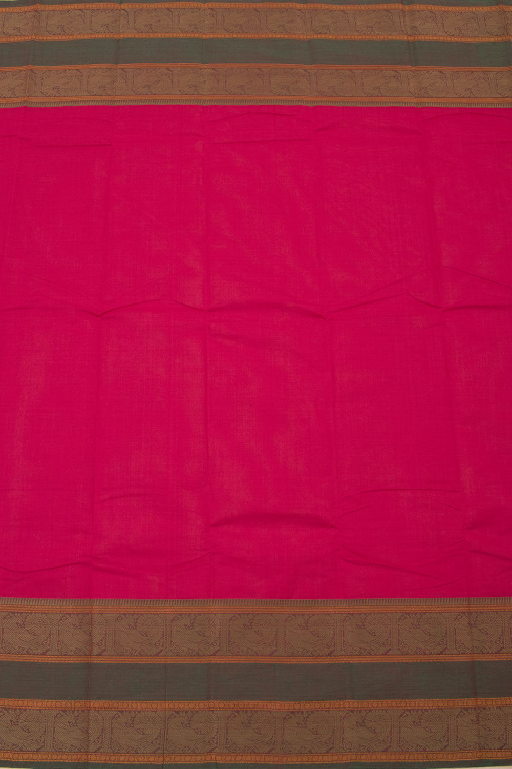 Bright Pink Handloom Kanchi Cotton Saree 10059534