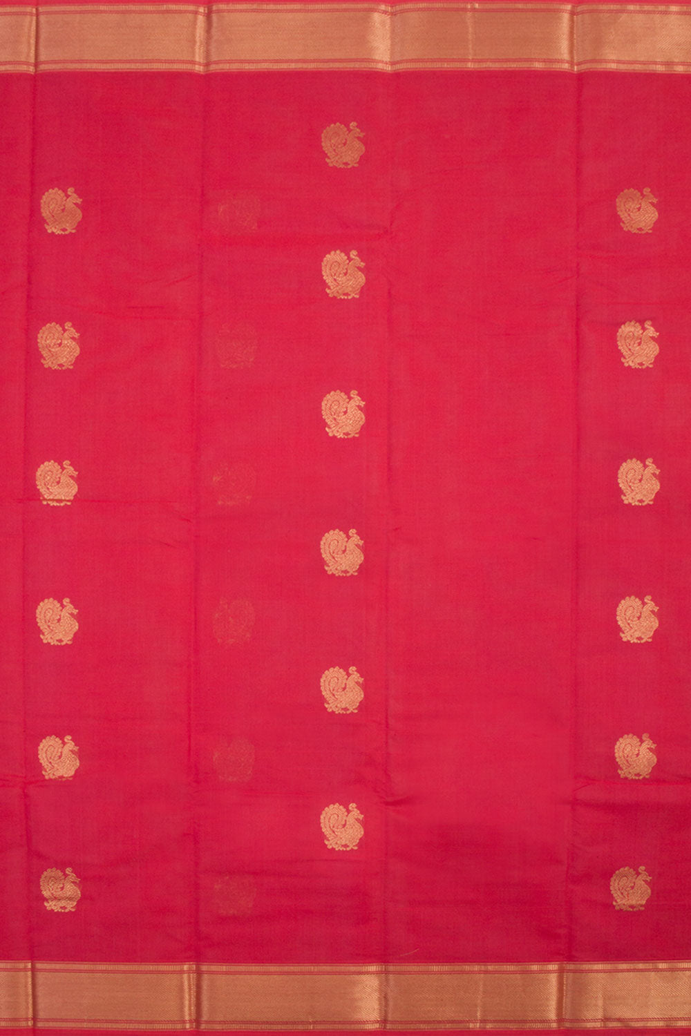 Coral Pink Handwoven Kanchi Cotton Saree 10060851