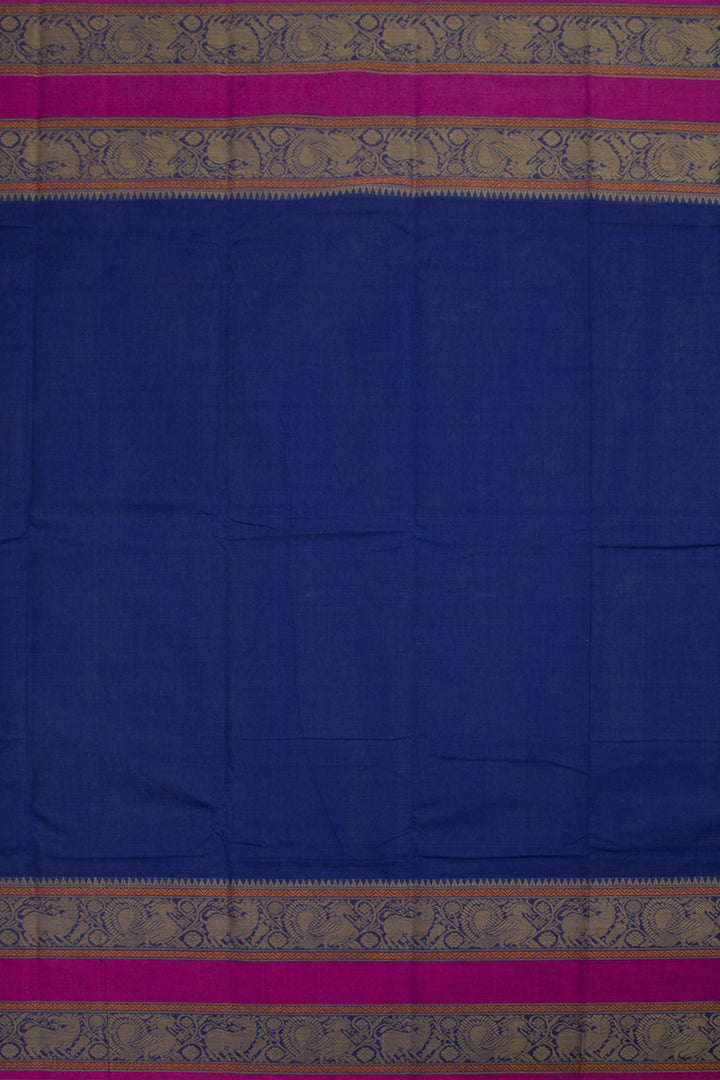 Navy Blue Handwoven Kanchi Cotton Saree 10060867