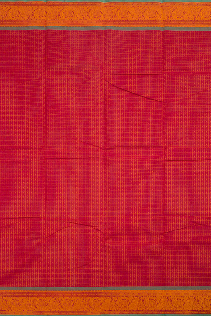 Cardinal Red Handloom Kanchi Cotton Saree 10060870