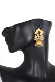 Handcrafted Gold Tone Lotus Brass Earrings 10061354