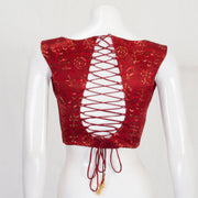 Red Ajrakh Printed Mashru Blouse 10061062