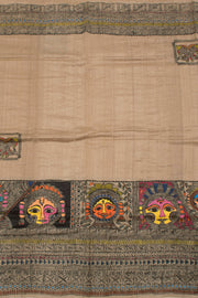 Hand Painted Madhubani Bhagalpur Tussar Silk Saree 10057650