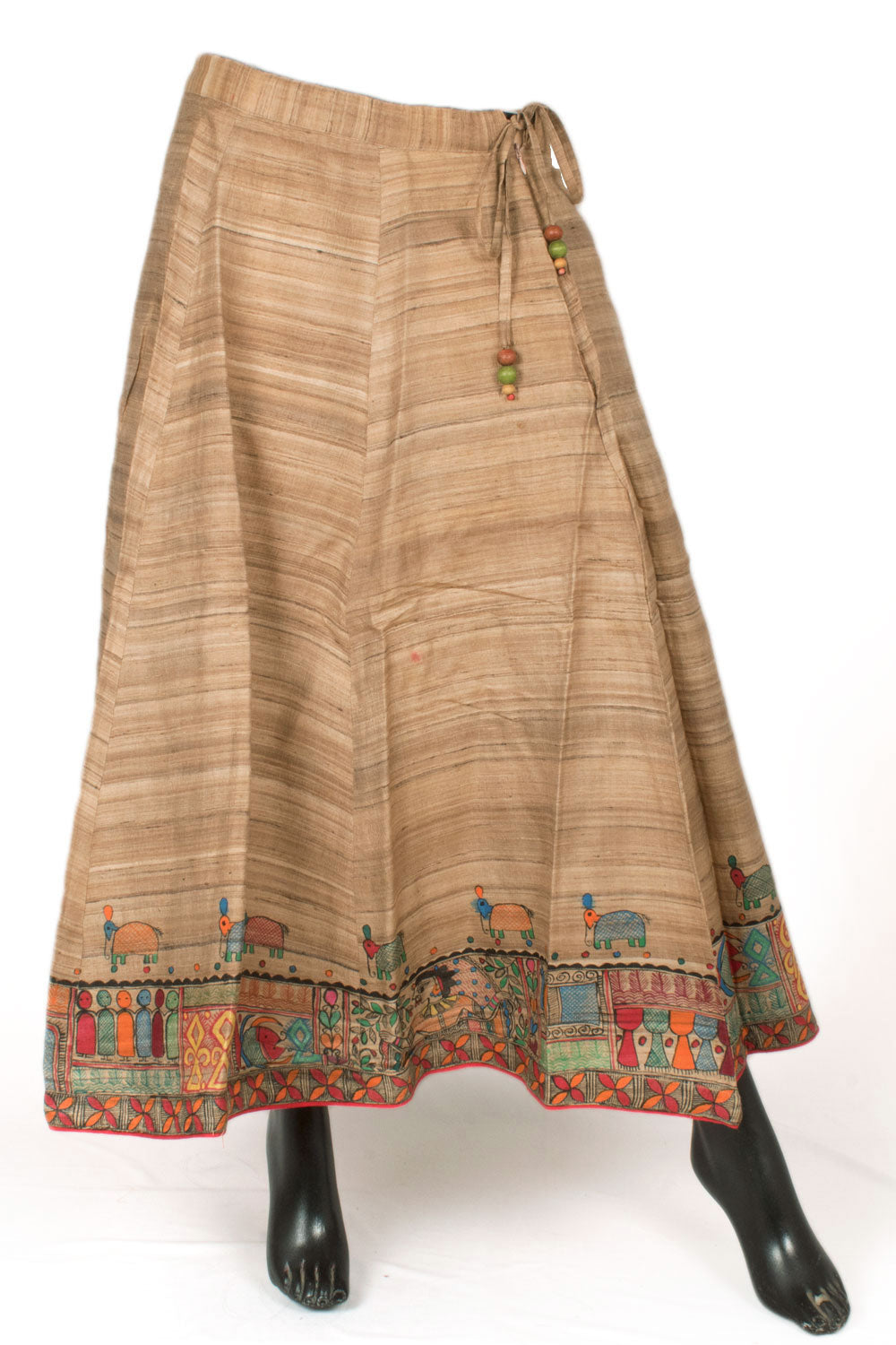 Hand Painted Madhubani Bhagalpur Tussar Silk Skirt 10057654
