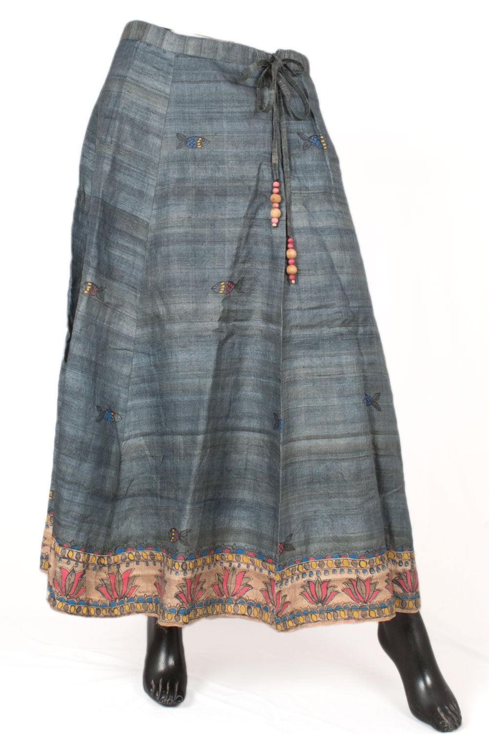 Hand Painted Madhubani Bhagalpur Tussar Silk Skirt 10057658