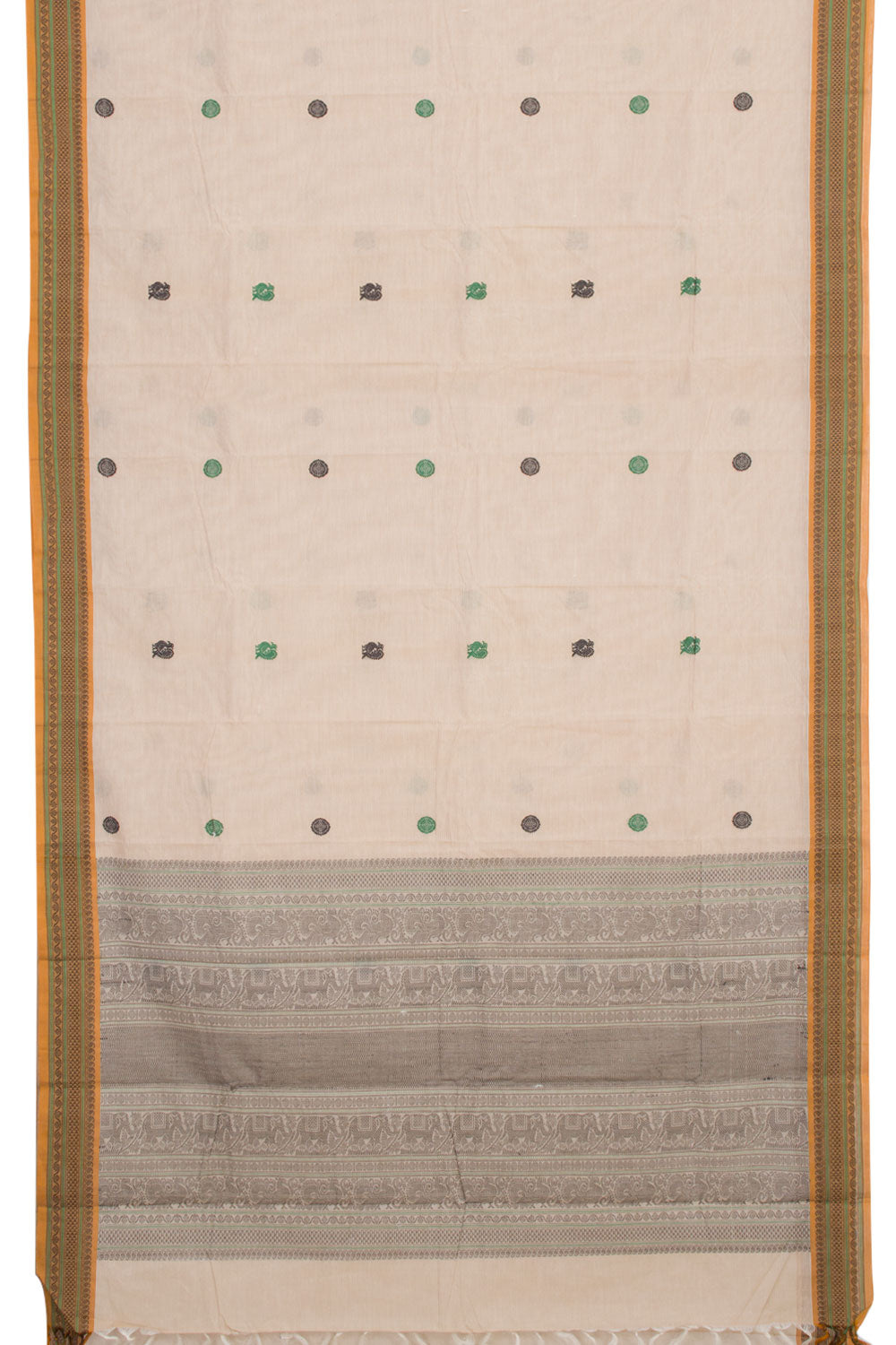 Beige Handwoven Kanchi Cotton Saree 10060876