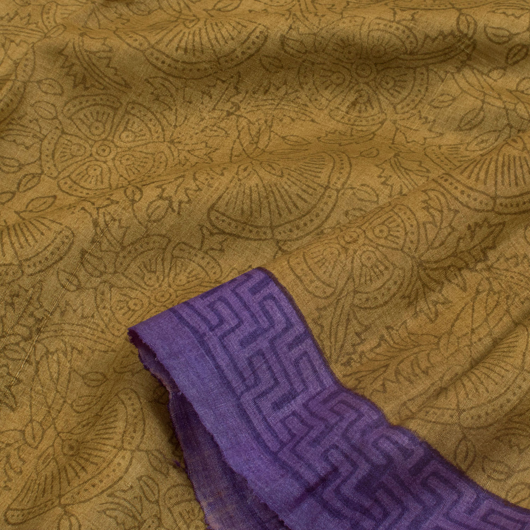 Hand Block Printed Tussar Silk Salwar Suit Material 10055940