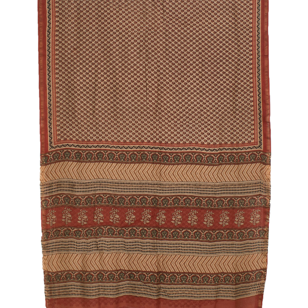 Hand Block Printed Chanderi Silk Cotton Saree 10055975