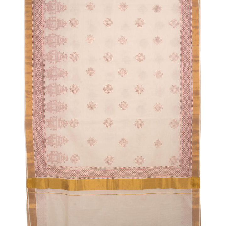 Hand Block Printed Kerala Cotton Saree 10056543