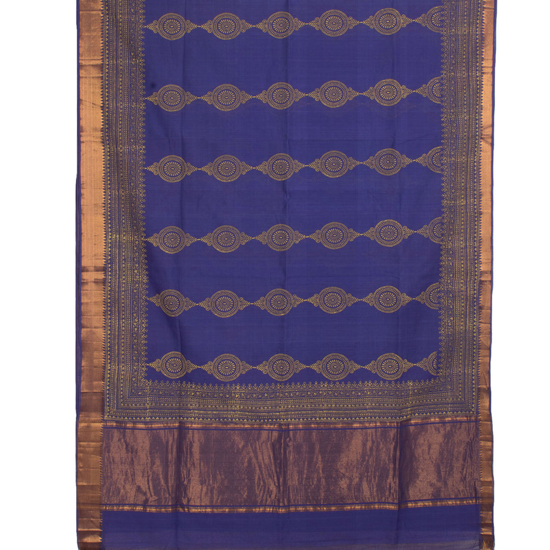 Hand Block Printed Mangalgiri Silk Cotton Saree 10056549