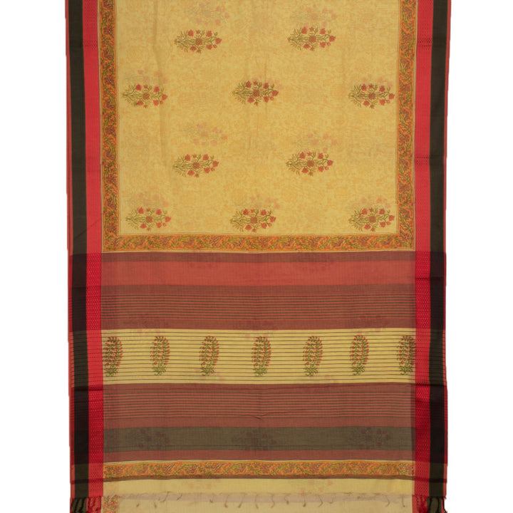 Hand Block Printed Maheshwari Silk Cotton Saree 10056921