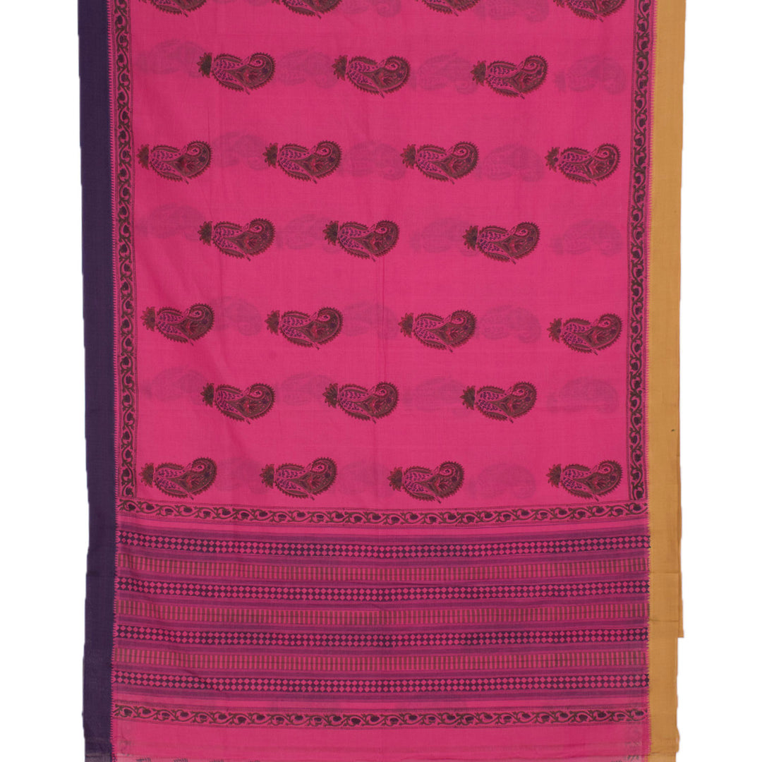 Hand Block Printed Mangalgiri Cotton Saree 10056932
