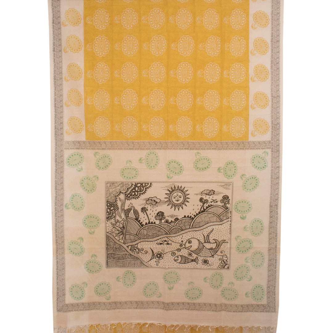 Hand Block Printed Mangalgiri Cotton Saree 10057151