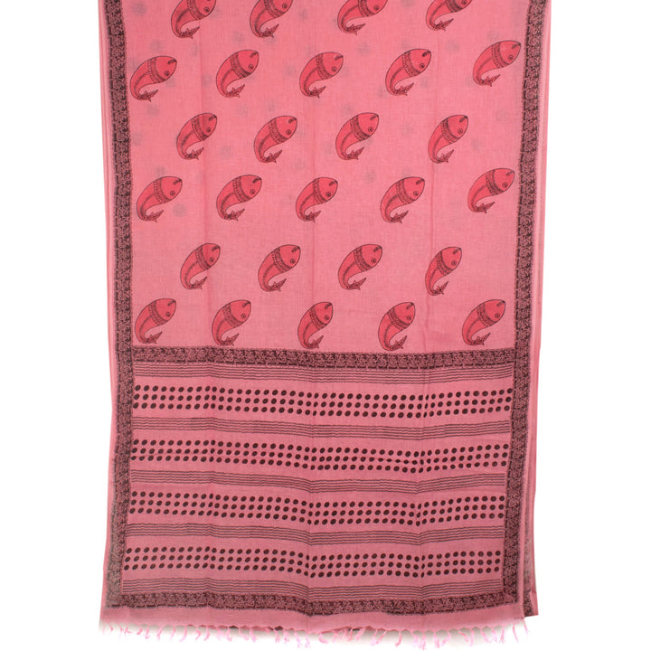 Hand Block Printed Linen Saree 10057154