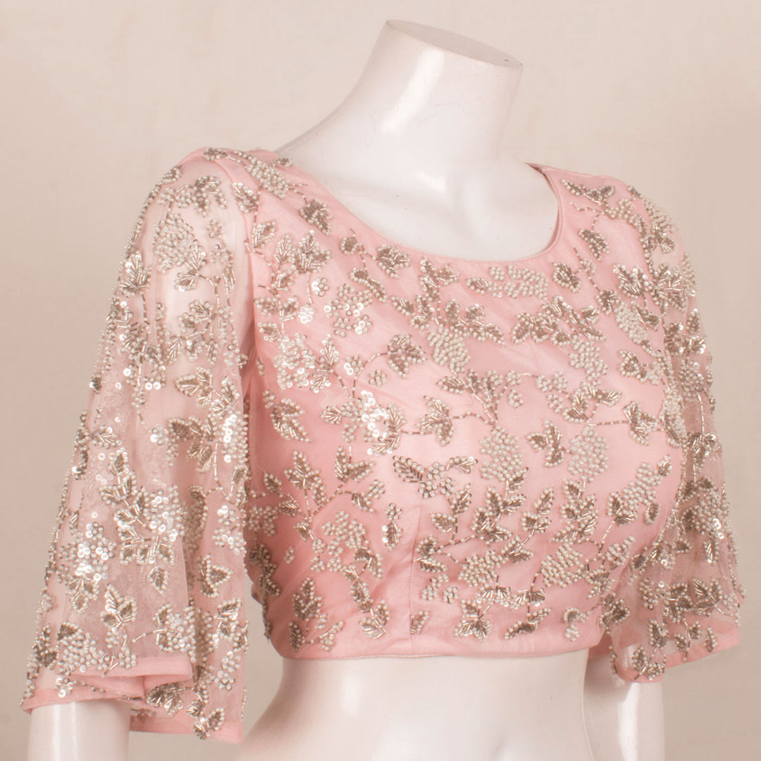 Pearl Embroidered Net Silk Blouse 10057295