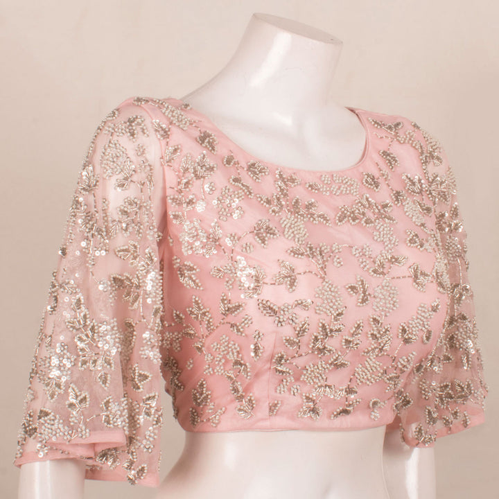 Pearl Embroidered Net Silk Blouse 10057295