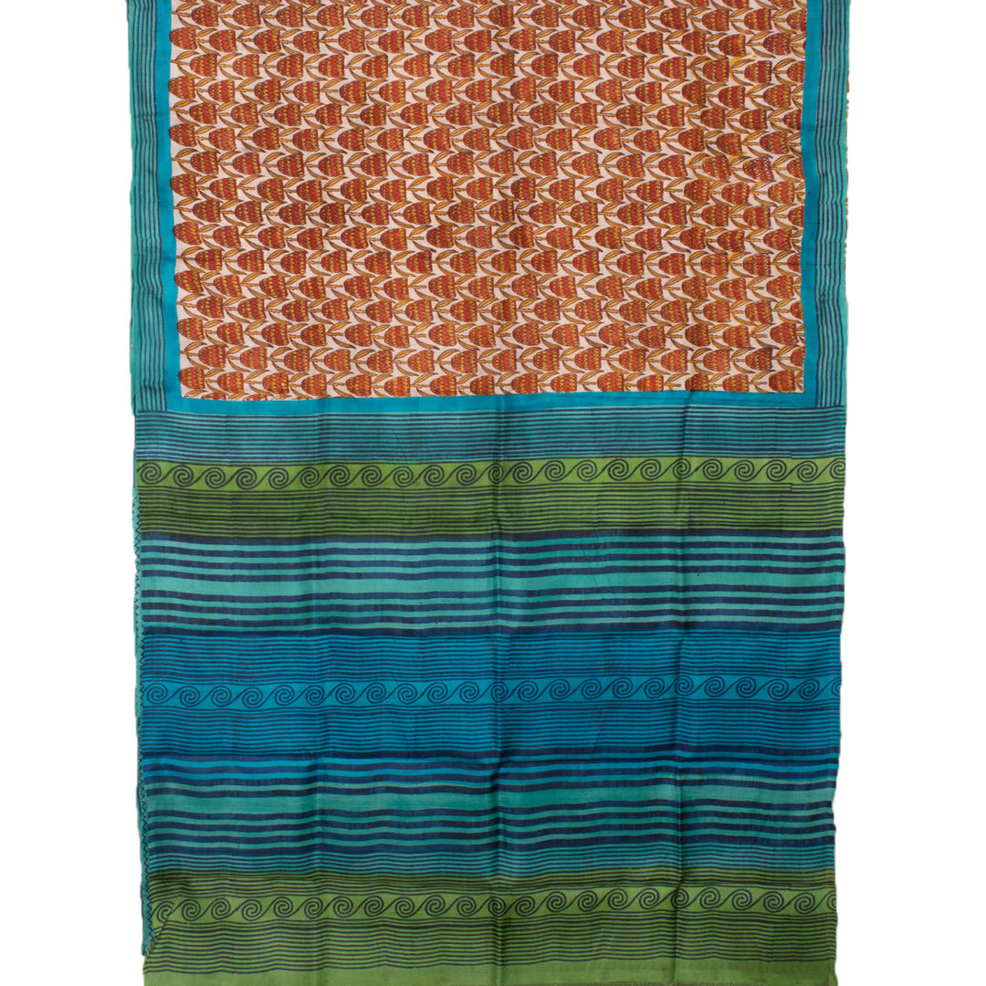 Hand Block Printed Silk Saree 10057396