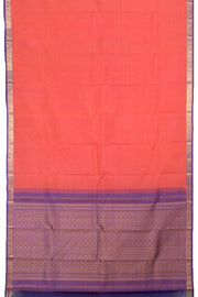 Peach Handloom Pure Zari Kanjivaram Silk Saree 10058358