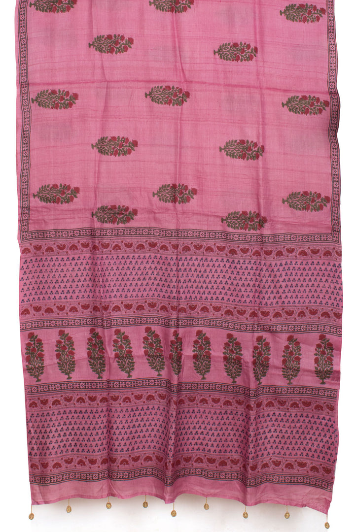 Hand Block Printed Tussar Silk Saree 10059070
