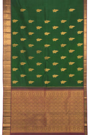 Dark Green Pure Zari Kanjivaram Silk Saree 10059200